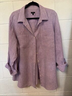 Talbots Lavender Linen Button-Up Shirt